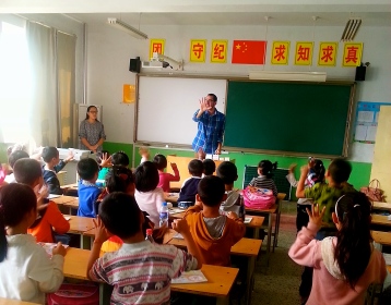 Guest-teaching a third grade class.